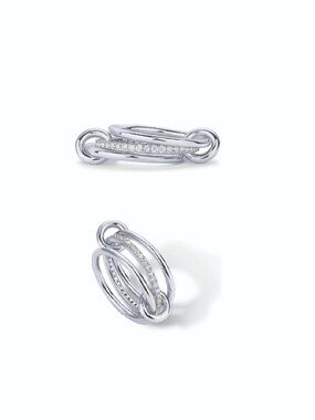 PAVOI 14K Plated Interlocked Stackable Rings in silver